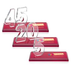 Northam Anniversary Full Color Red Number Crystal Award - Crystal Awards