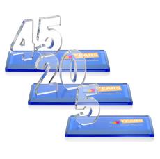 Northam Anniversary Full Color Sky Blue Number Crystal Award - Crystal Awards