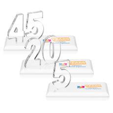 Northam Anniversary Full Color White Number Crystal Award - Crystal Awards