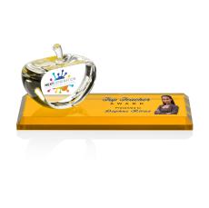 Argyle Apple Full Color Crystal on Base Award - Full Color Imprint