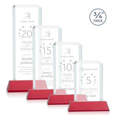 Dalton Red on Newhaven Rectangle Crystal Award - Crystal Awards