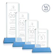 Dalton Sky Blue on Newhaven Rectangle Crystal Award - Crystal Awards