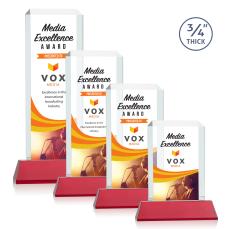 Dalton Full Color Red on Newhaven Rectangle Crystal Award - Full Color Imprint