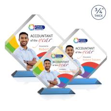 Toulon Full Color Sky Blue Diamond Crystal Award - Full Color Imprint