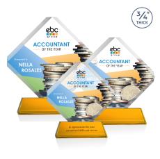 Toulon on Newhaven Full Color Amber Diamond Crystal Award - Full Color Imprint