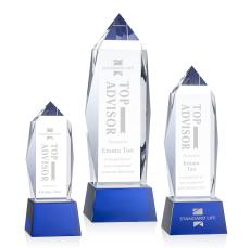 Bloomington Blue  on Base Obelisk Crystal Award - Crystal Awards