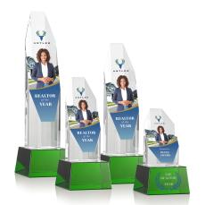 Barrhaven Full Color Green on Base Polygon Crystal Award - Crystal Awards