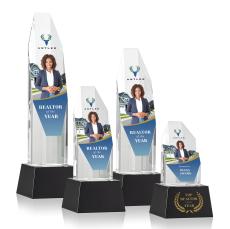 Barrhaven Full Color Black on Base Polygon Crystal Award - Crystal Awards