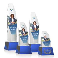 Barrhaven Full Color Blue on Base Polygon Crystal Award - Crystal Awards