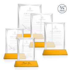Messina Amber on Newhaven Base Rectangle Crystal Award - Crystal Awards