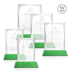 Messina Green on Newhaven Base Rectangle Crystal Award - Awards and Trophies