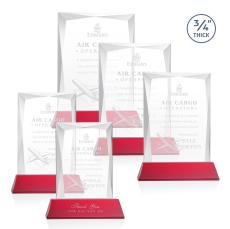Messina Red on Newhaven Base Rectangle Crystal Award - Crystal Awards