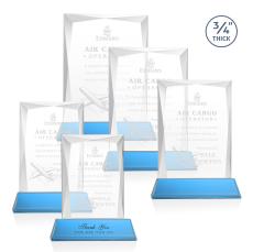 Messina Sky Blue on Newhaven Base Rectangle Crystal Award - Awards and Trophies