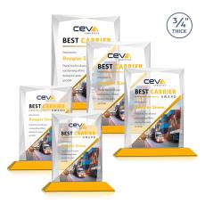Messina Full Color Amber Rectangle Crystal Award - Full Color Imprint