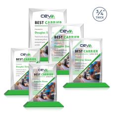 Messina Full Color Green Rectangle Crystal Award - Full Color Imprint