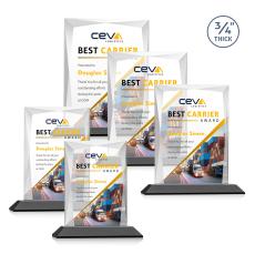 Messina Full Color Black Rectangle Crystal Award - Full Color Imprint