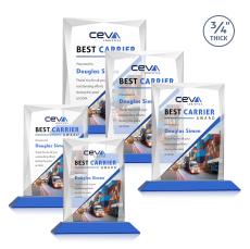 Messina Full Color Blue Rectangle Crystal Award - Full Color Imprint