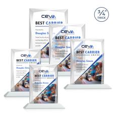 Messina Full Color White Rectangle Crystal Award - Full Color Imprint