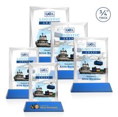 Messina Full Color Blue on Newhaven Base Rectangle Crystal Award - Full Color Imprint