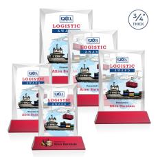 Messina Full Color Red on Newhaven Base Rectangle Crystal Award - Full Color Imprint