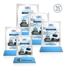 Messina Full Color Sky Blue on Newhaven Base Rectangle Crystal Award - Full Color Imprint