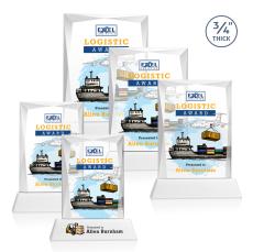 Messina Full Color White on Newhaven Base Rectangle Crystal Award - Full Color Imprint