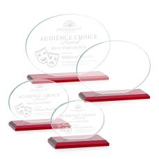 Austin Red (Horiz) Circle Crystal Award - Colored Crystal Awards