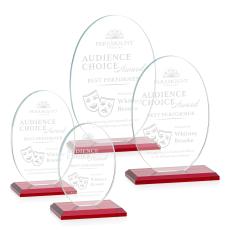 Austin Red (Vert) Circle Crystal Award - Colored Crystal Awards
