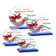 Austin (Horiz) Full Color Blue Circle Crystal Award - Full Color Imprint