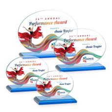 Austin (Horiz) Full Color Sky Blue Circle Crystal Award - Full Color Imprint