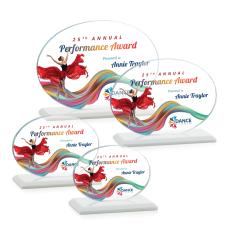 Austin (Horiz) Full Color White Circle Crystal Award - Full Color Imprint