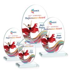 Austin (Vert) Full Color Clear Circle Crystal Award - Full Color Imprint