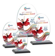 Austin (Vert) Full Color Black  Circle Crystal Award - Full Color Imprint