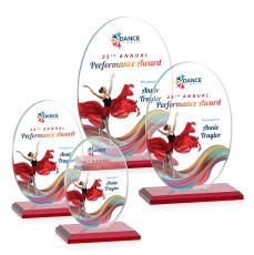 Austin (Vert) Full Color Red Circle Crystal Award - Full Color Imprint