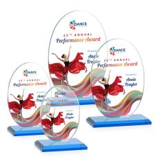 Austin (Vert) Full Color Sky Blue Circle Crystal Award - Full Color Imprint