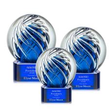 Genista Blue on Paragon Base Globe Glass Award - Glass Awards