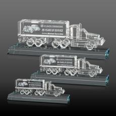 Crystal 18 Wheeler on Base 3D - Clear - Crystal Awards