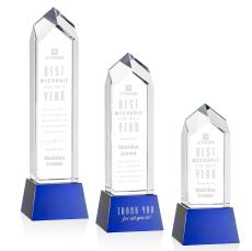 Clarington Blue on Base Towers Crystal Award - Crystal Awards