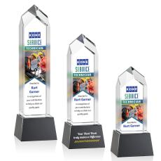 Clarington Full Color Black on Base Towers Crystal Award - Full Color Imprint