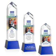 Clarington Full Color Blue on Base Towers Crystal Award - Full Color Imprint