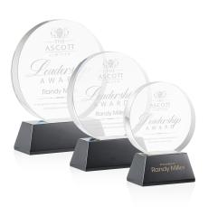 Glenwood Black on Base Circle Crystal Award - Crystal Awards