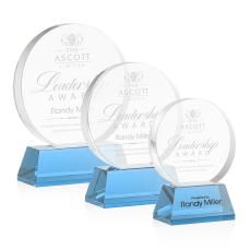 Glenwood Sky Blue on Base Circle Crystal Award - Crystal Awards