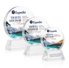 Glenwood Vividprint Clear on Base Circle Crystal Award - Full Color Imprint