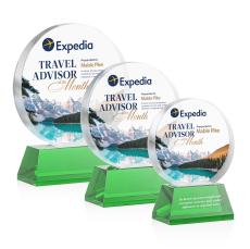 Glenwood Vividprint Green on Base Circle Crystal Award - Full Color Imprint
