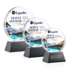 Glenwood Vividprint Black on Base Circle Crystal Award - Full Color Imprint