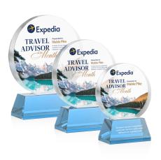 Glenwood Vividprint Sky Blue on Base Circle Crystal Award - Full Color Imprint