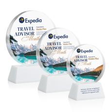 Glenwood Vividprint White on Base Circle Crystal Award - Full Color Imprint
