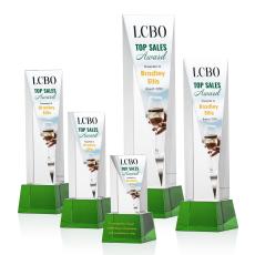 Easton Full Color Green on Base Towers Crystal Award - Full Color Imprint