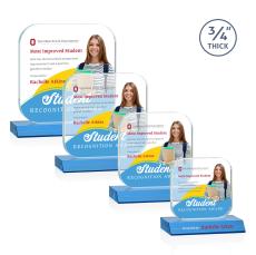 App Full Color Sky Blue Square / Cube Crystal Award - Full Color Imprint