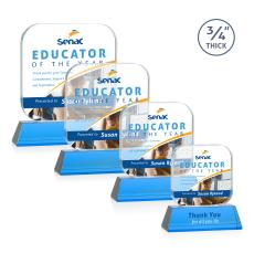 App Full Color Sky Blue on Newhaven Square / Cube Crystal Award - Full Color Imprint